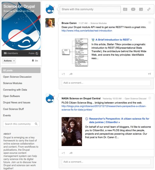 Science on Drupal Google+ Community
