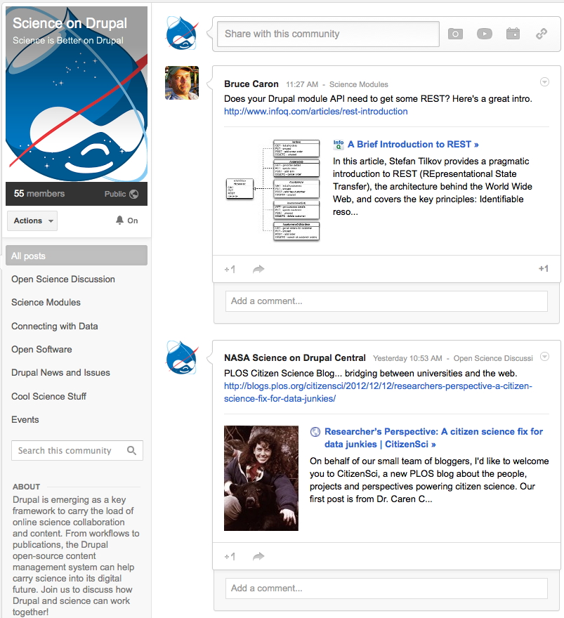 Science on Drupal Google+ Community